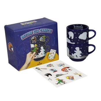 Pequeno Príncipe - Buma Stickers - Kit Xícaras de porcelana 210mL + Cartela de Stickers